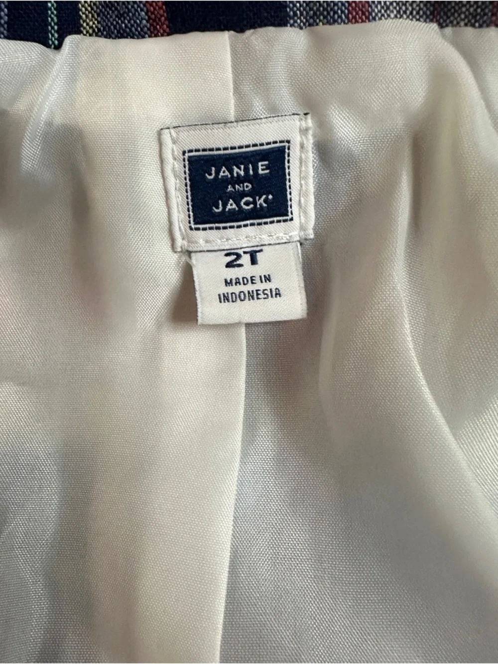 Janie and Jack Plaid Blazer‎ 2T Toddler Linen Blend Preppy Easter Spring Jacket